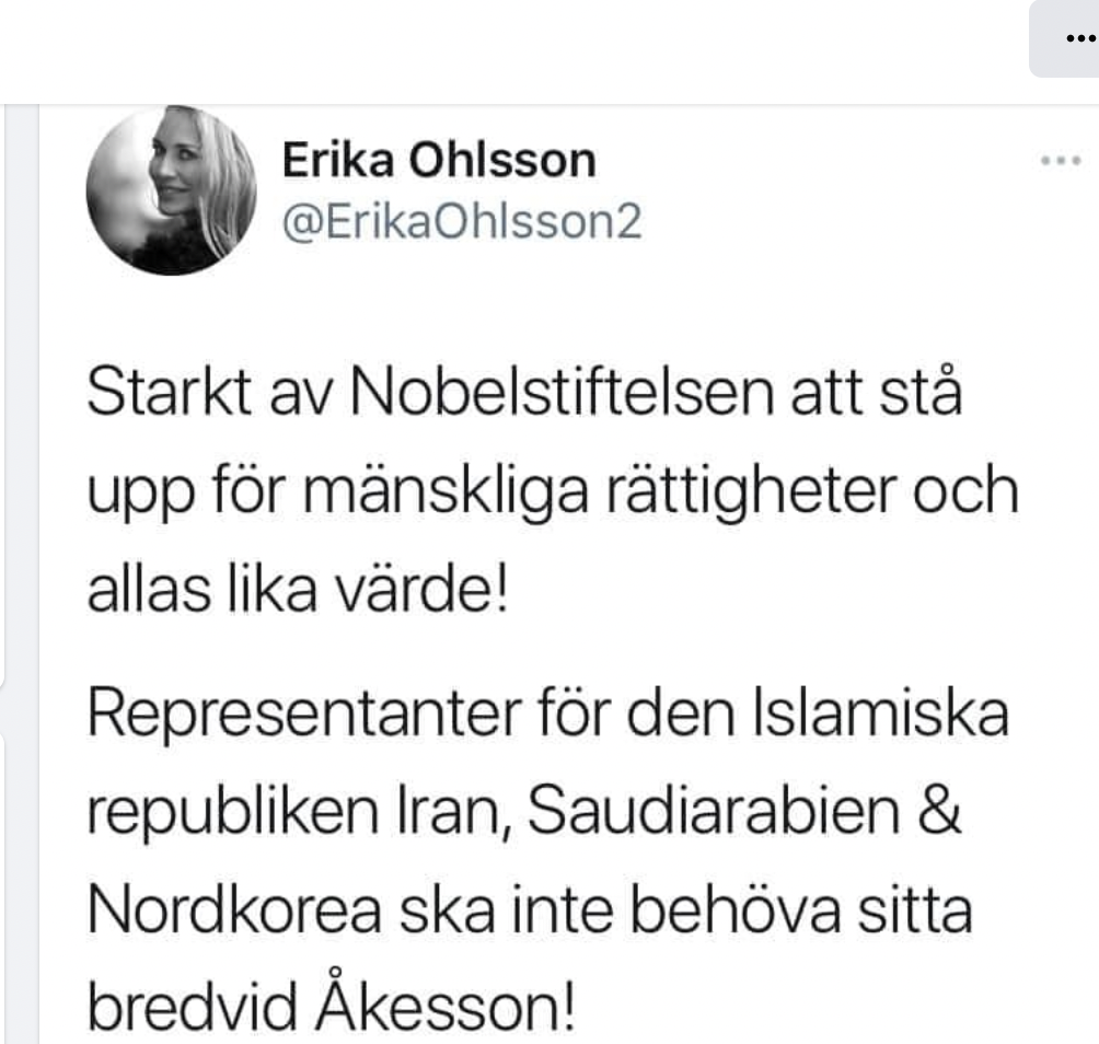 Du visar för närvarande En skön tweet från Erika Ohlsson om Nobelstiftelsen!